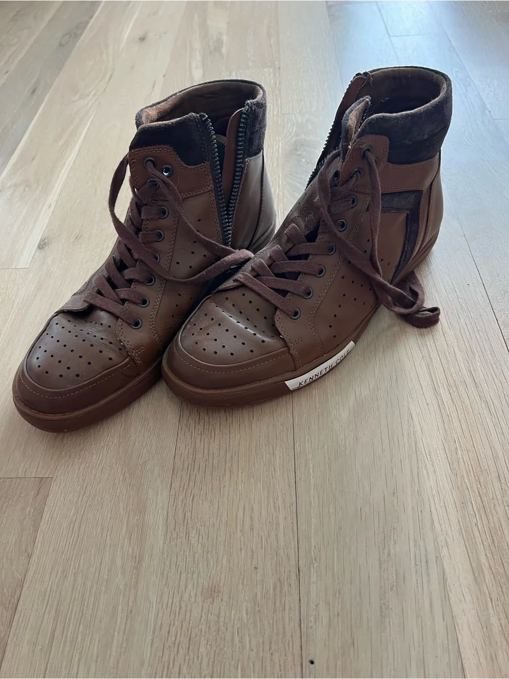 Cole Haan Men’s Brown High-Top Leather Sneakers